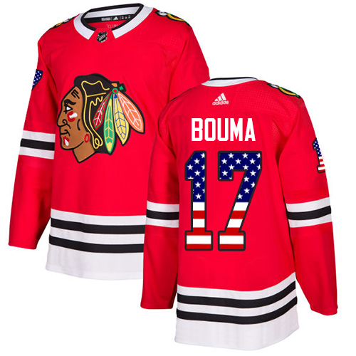 Adidas Blackhawks #17 Lance Bouma Red Home Authentic USA Flag Stitched NHL Jersey